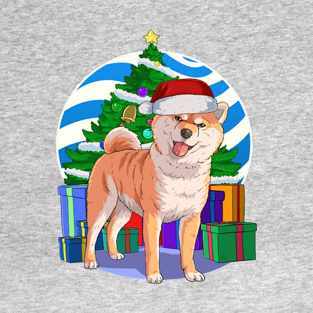 Shiba Inu Dog Cute Santa Christmas Gift by Noseking